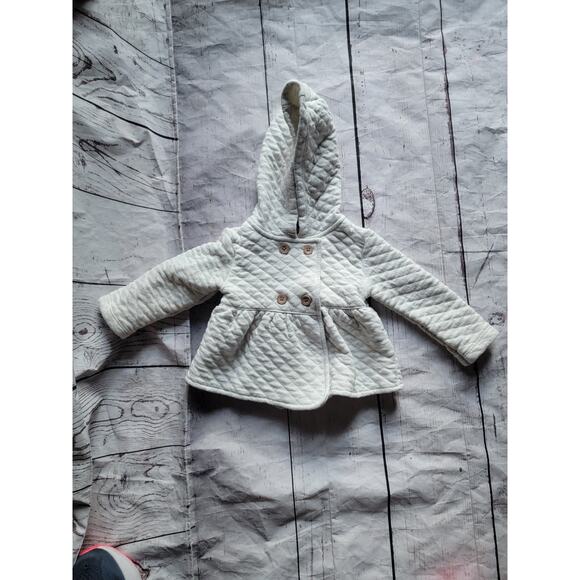 Carter’s Baby Girl 18M Quilted Heather Gray Pea Coat Jacket Hood Button - Picture 1 of 6
